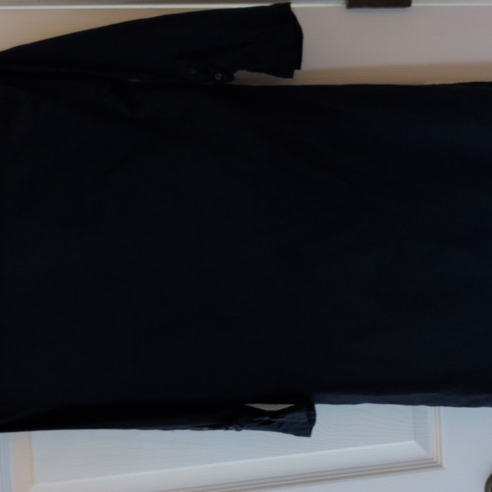 Navy Blue Ruffled Button-Up Blouse - Picture 4 of 7